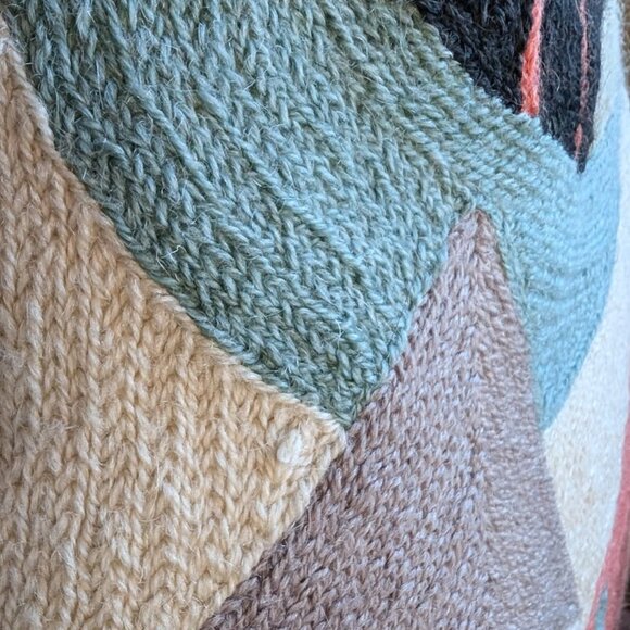 Kandinsky Style Wool Chainstitch Crewelwork Decorative Accent Pillow - Picture 15 of 15